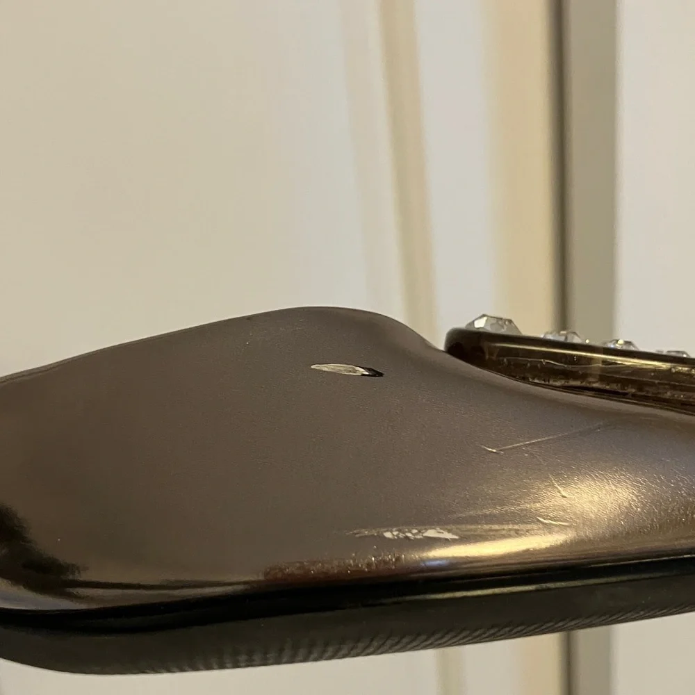 Yellow Box Black Sandals with Silver Studs - Picture 4 of 5
